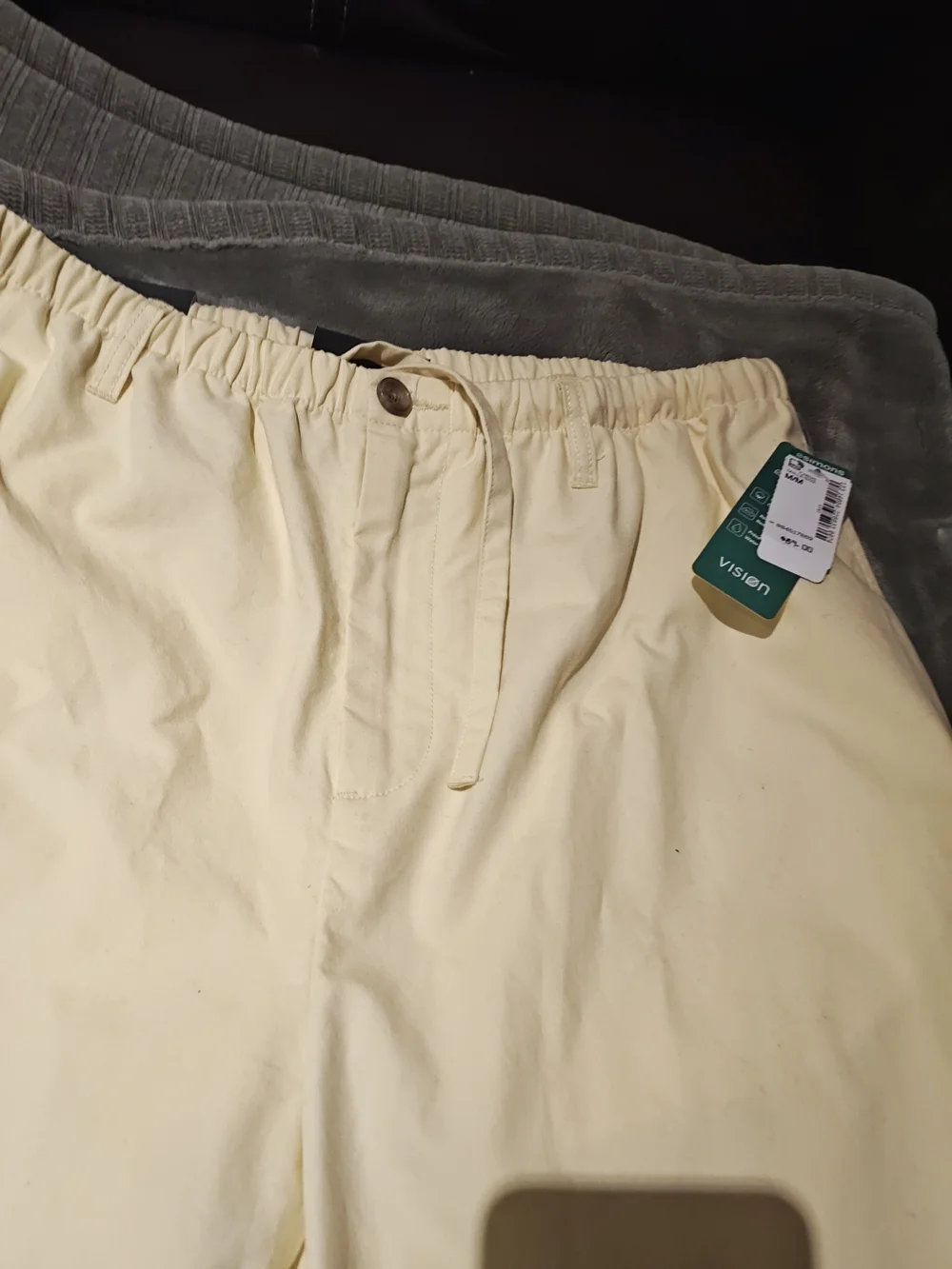 Men's Casual Drawstring Chinos in Cream M.